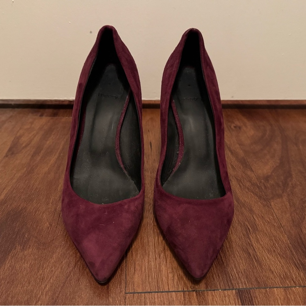 Theory Braxia Suede Pumps - Size 39 - Maroon - Picture 2 of 11